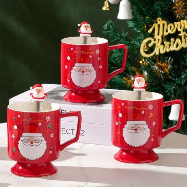 Santa Claus Mug With Stirer - Assorted - Single Piece