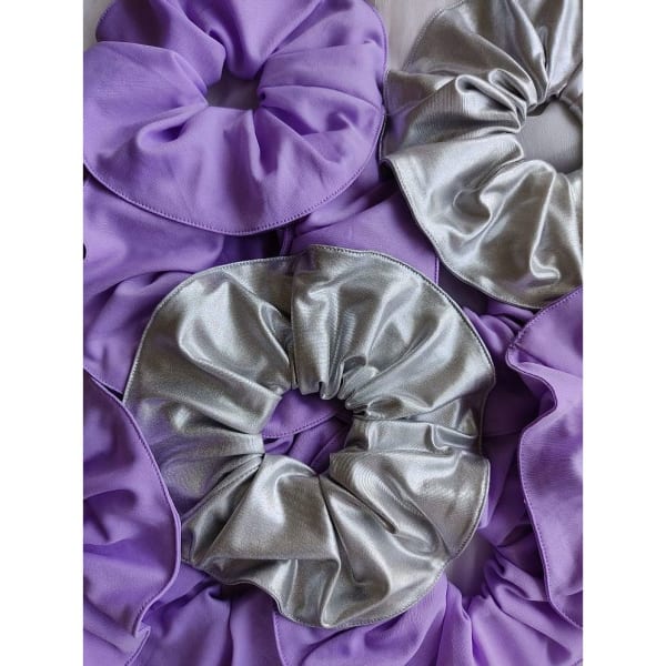 Scrunchies - Lilac And Silver - Set Of 2