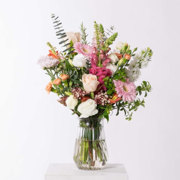 Seasonal Pastel Bouquet in a Vase