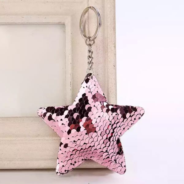 Sequin Keychain - Rose Gold Star