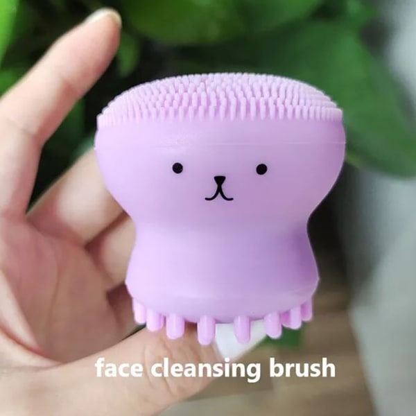 Silicone Face Brush And Exfoliator - Octopus - Purple - Single Piece