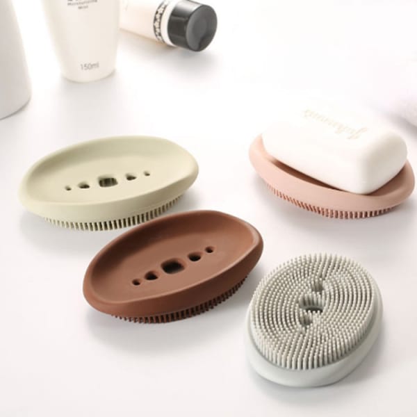 Soap Dish WIth Scrubber - Silicone - Single Piece