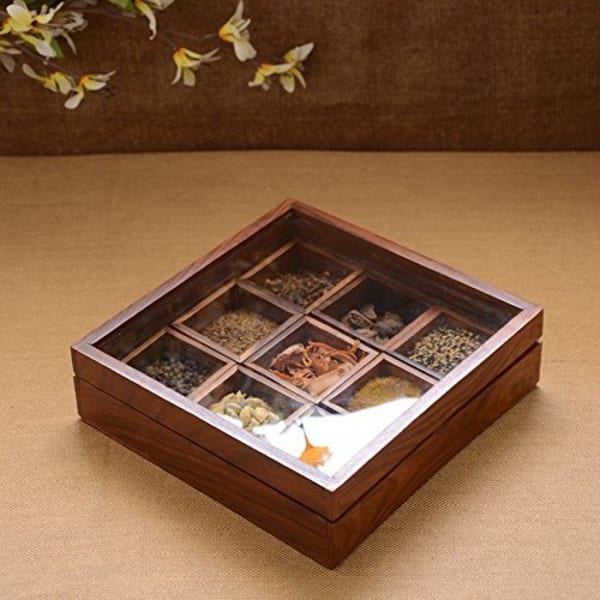 Spice Box - Sheesham Wood - 9 Slots