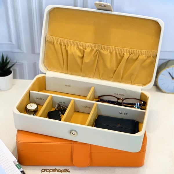 Storage Box - 6 Compartments - Leather - Single Piece