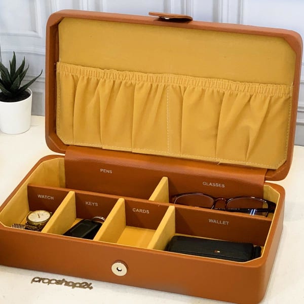 Storage Box - 6 Compartments - Leather - Single Piece