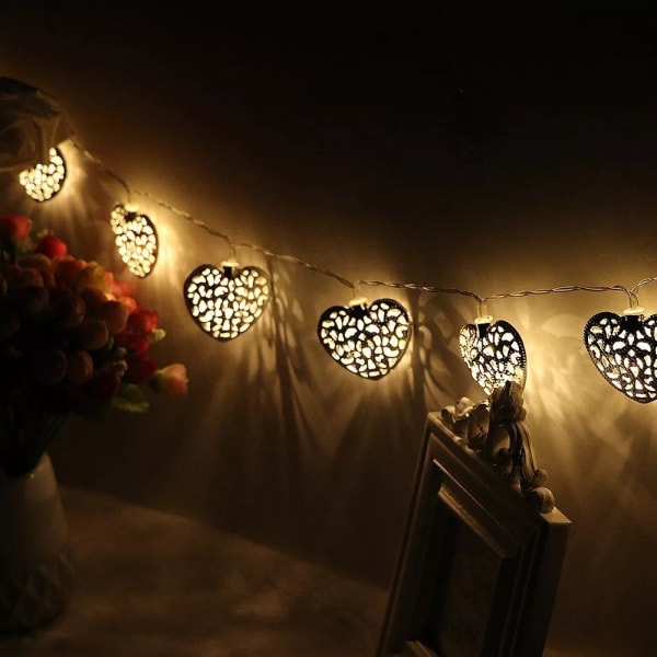 String Lights - Heart - Metal - Gold