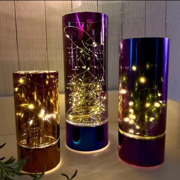 Table Lamp With Fairy Lights - Glass - Rainbow - Single Piece