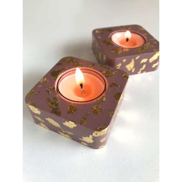 Tealight Holder - Burgundy - Set Of 2