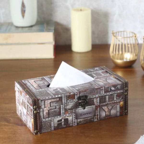 Tissue Box Holder - Wooden - Alphabet - Single Piece