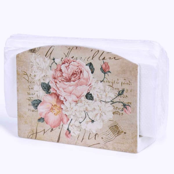 Tissue Holder - Wooden - Floral - Single Piece