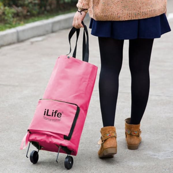 Trolley Bag For Shopping - Foldable - Pink - Single Piece