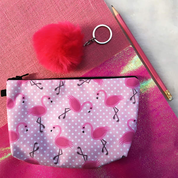 Utility Pouch - Flamingos Polka Dots