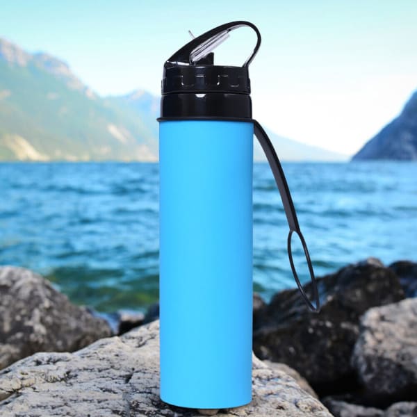 Water Bottle Collapsible - Blue - Silicone - 550ml - Single Piece