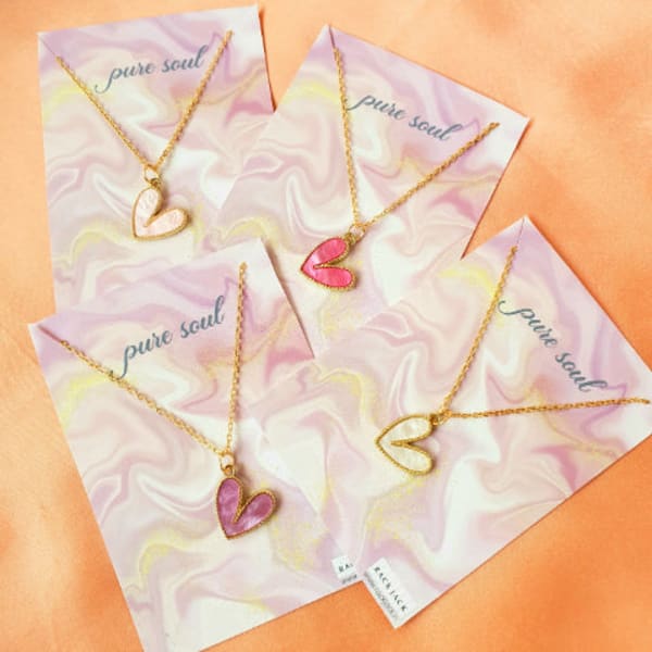 Y2K Charm Pendant Gold Necklace - Glass Heart - Single Piece