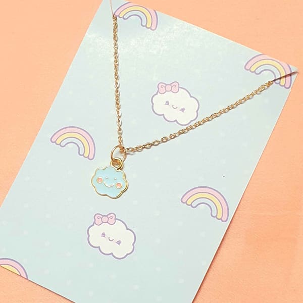Y2K Charm Pendant Gold Necklace - Happy Cloud - Single Piece