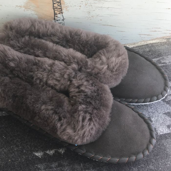 grey sheepskin boots