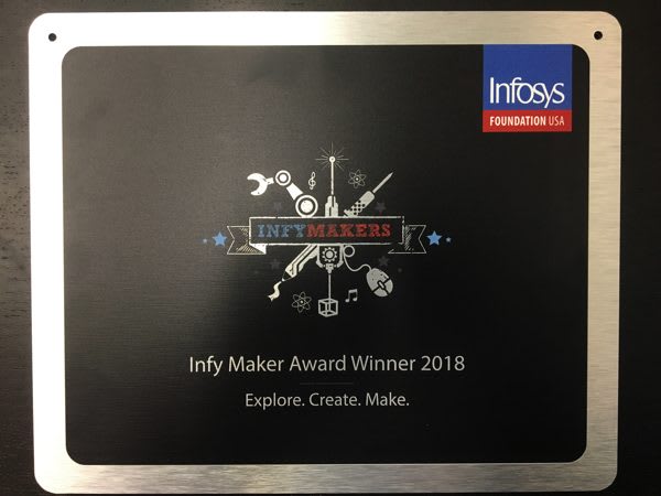 closeup photo of the InfyMaker Award 2018