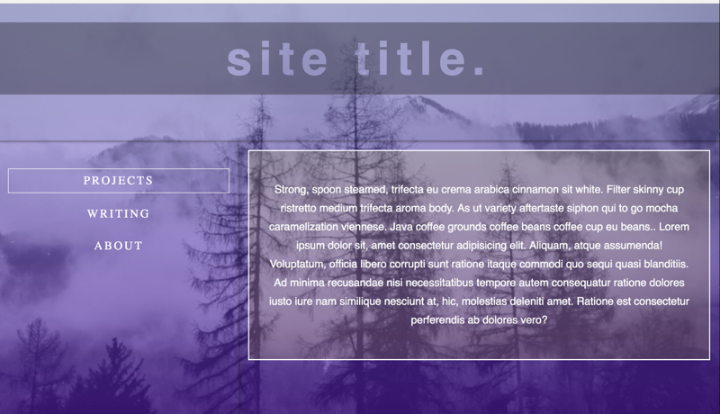 translucent purple peaks hover sidebar menu