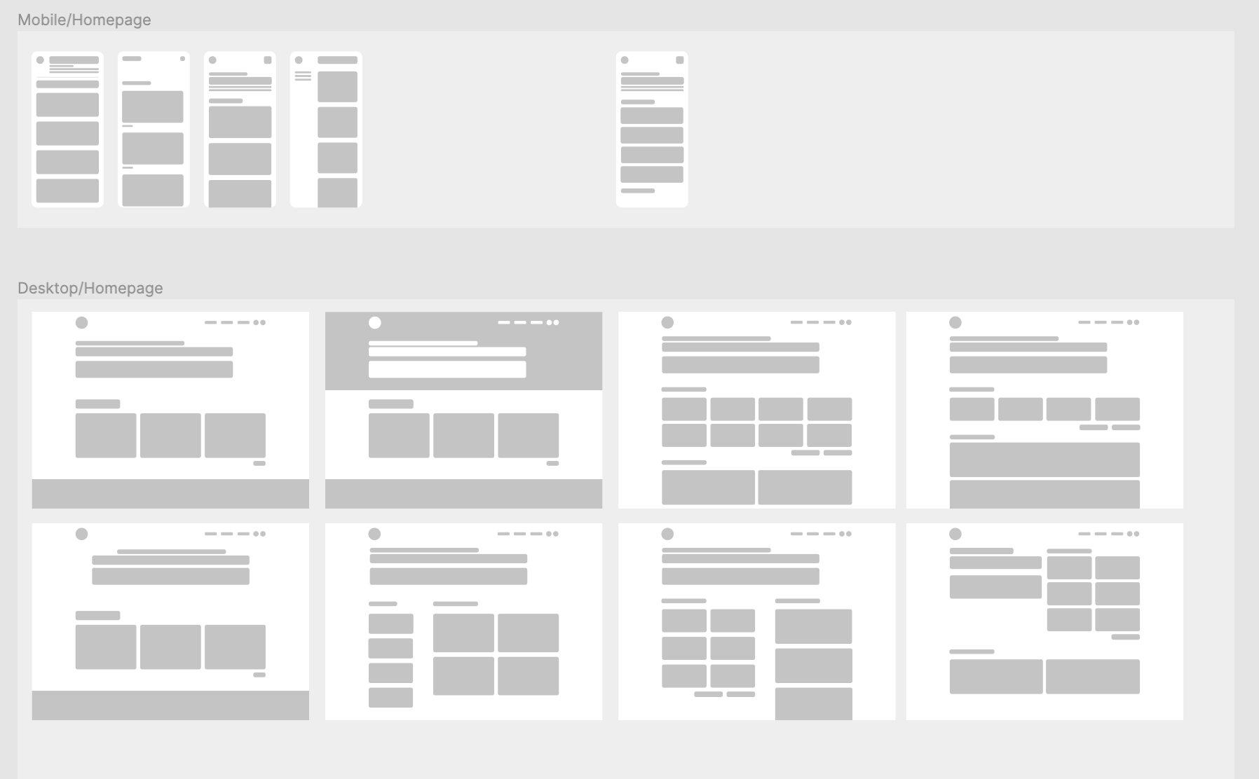 Layouts done in grayscale with blocks