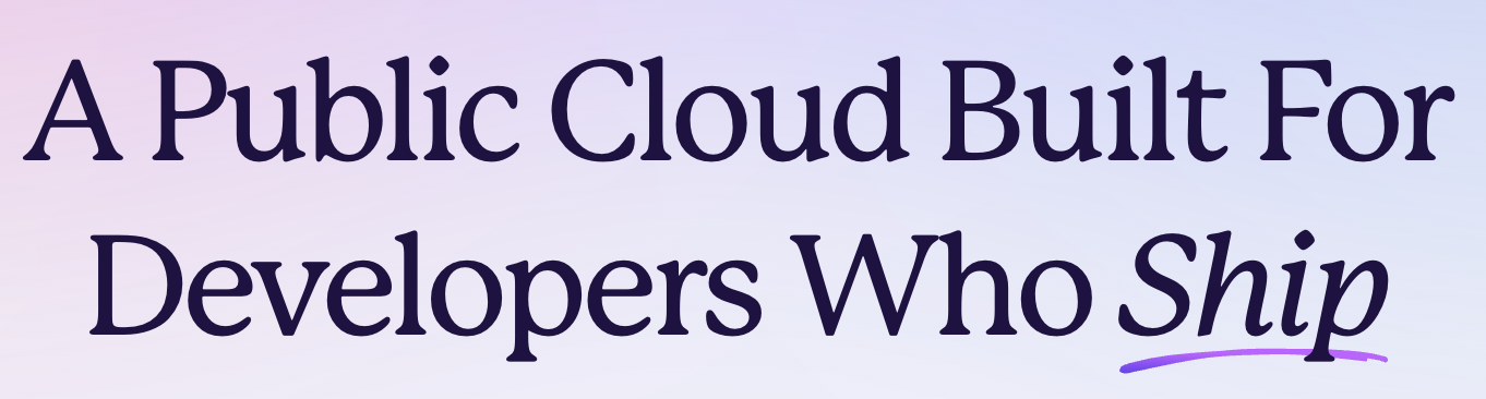 Fly.io header font: Mackinac. It says "A public cloud built for developers who ship"