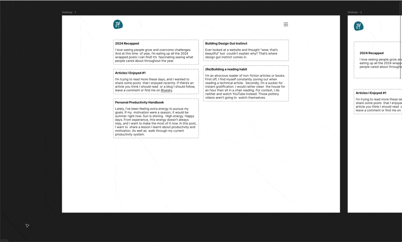 Gif of design process between iteration one and two