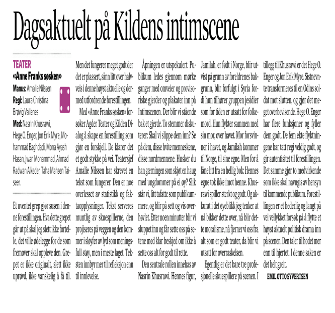 fvn.no || Dagsaktuelt på Kildens intimscene