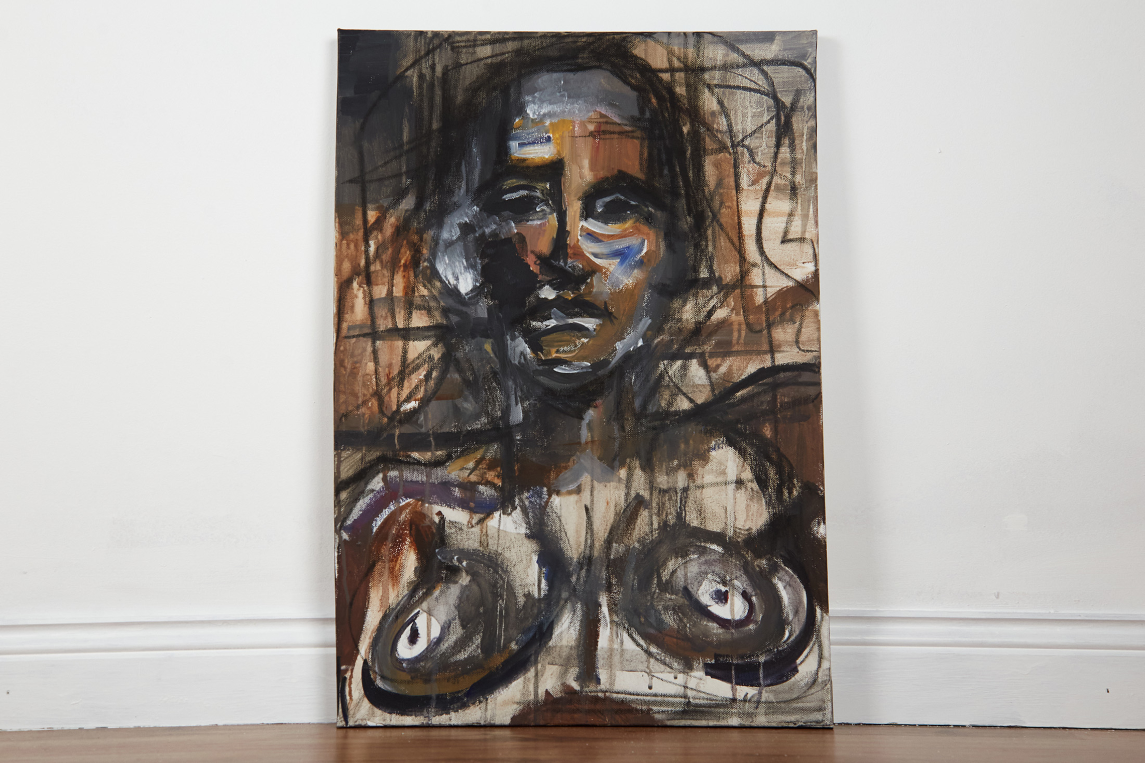 76cm x 50cm Oil, acrylic and charcoal on canvas