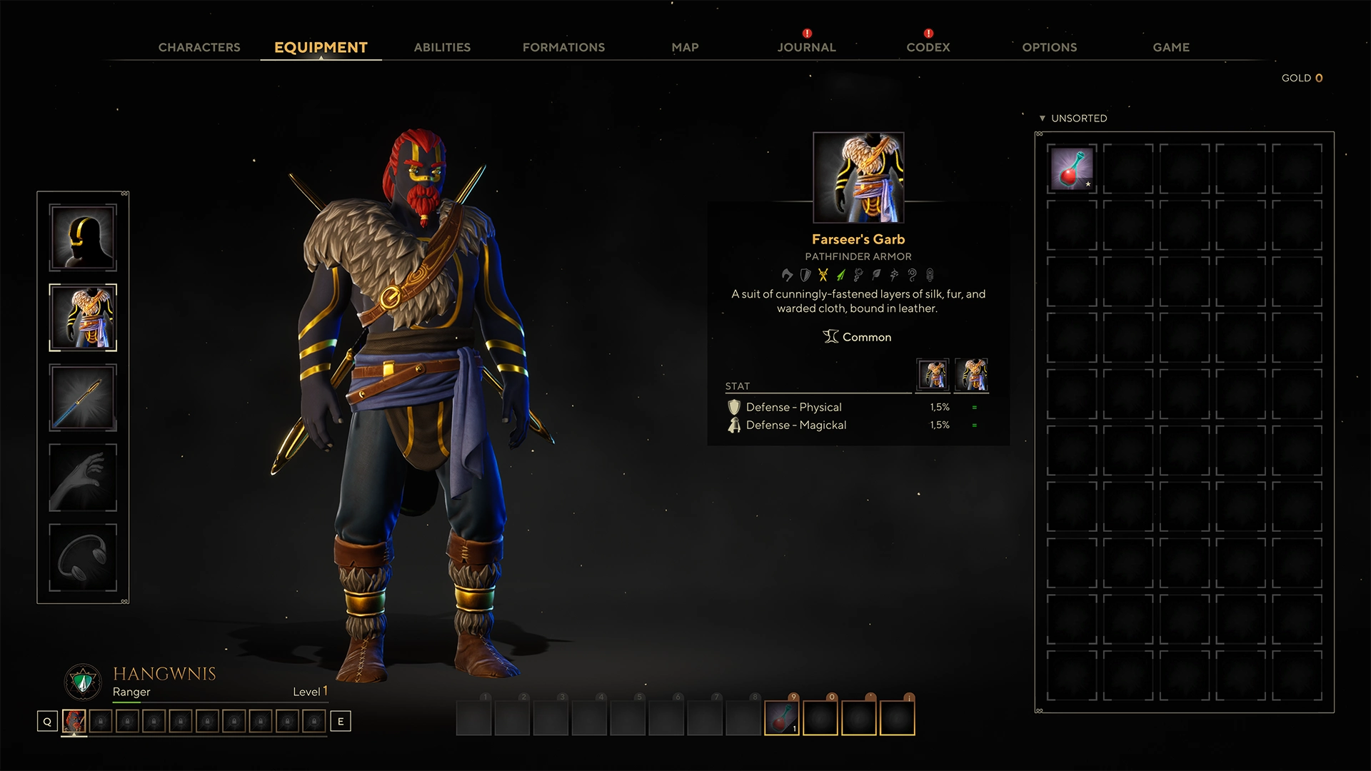 Menú ingame de The Waylanders