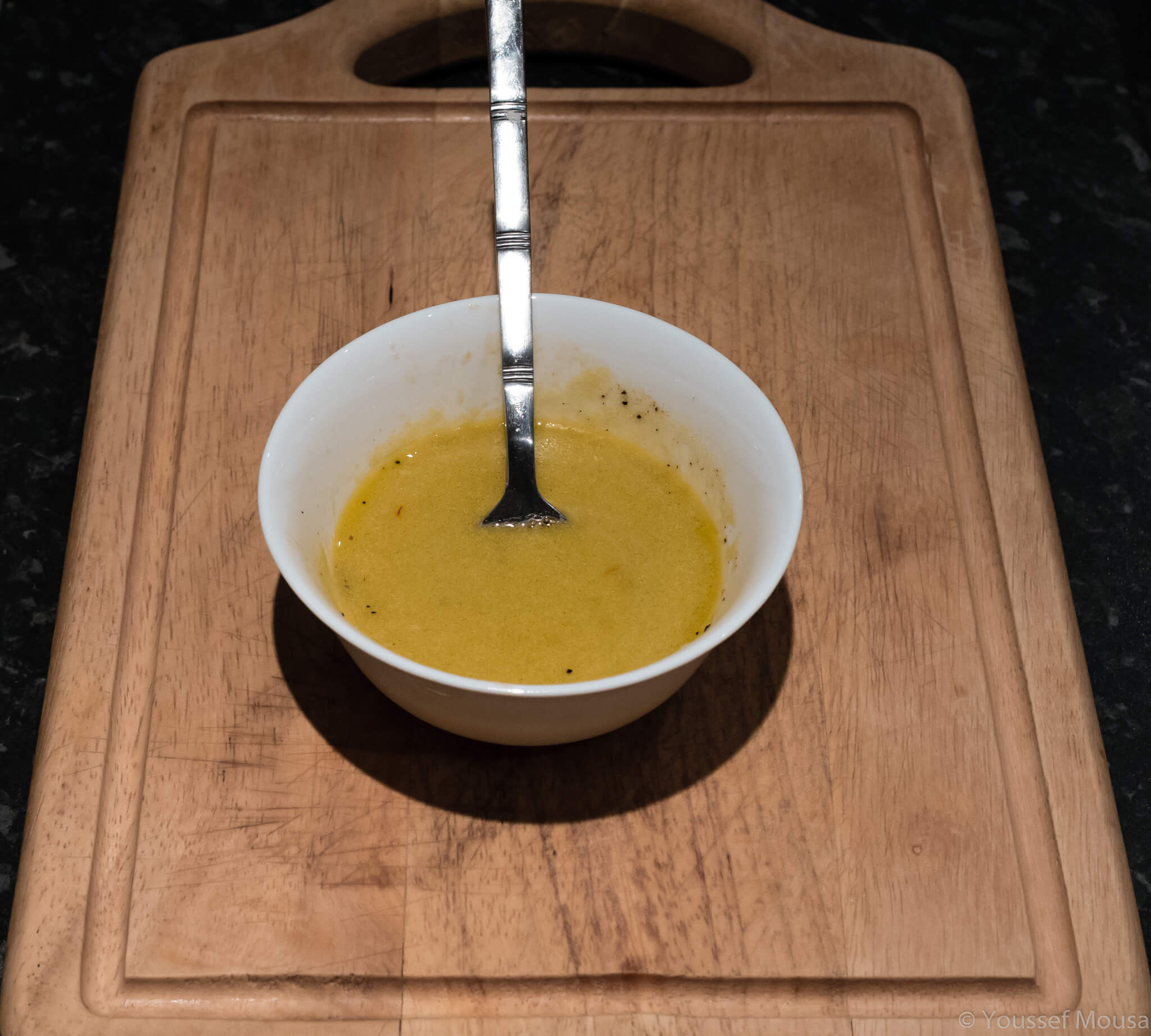 Saffron, white wine vinegar, and dijon mustard vinaigrette. The most expensive vinaigrette Saffron, white wine vinegar, and dijon mustard vinaigrette. The most expensive vinaigrette