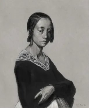 A drawing of a woman