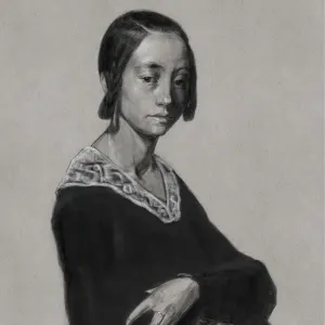 A drawing of a woman