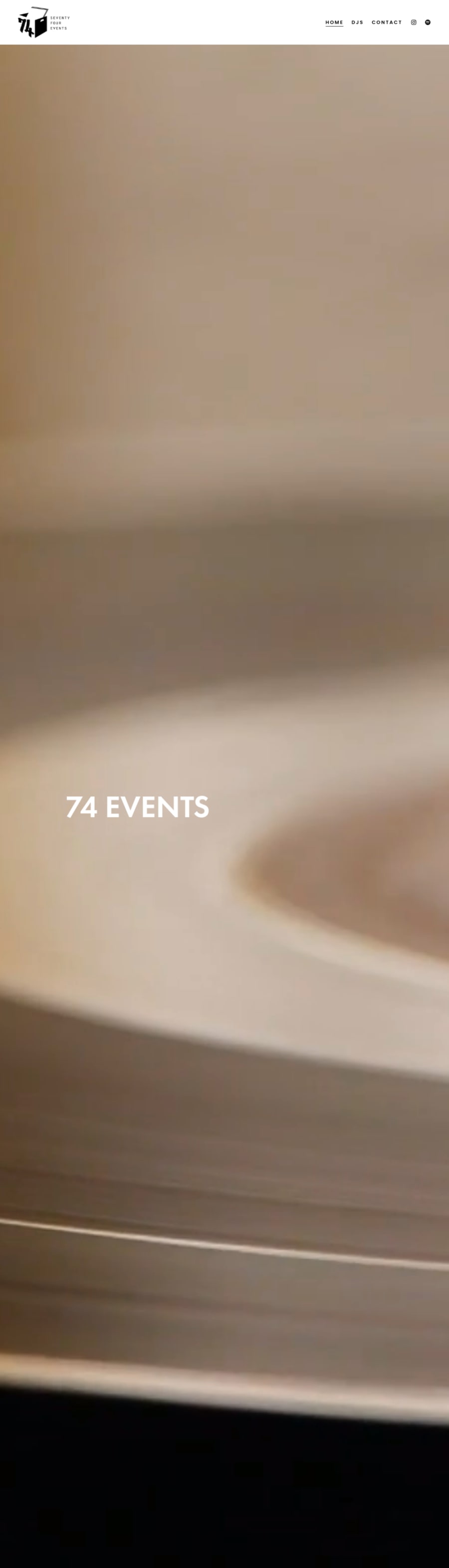 Full homepage screenshot of the 74 Events / Dre Ovalle website