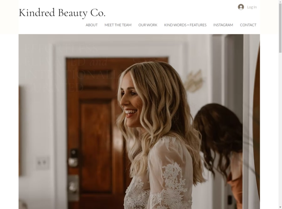 Full homepage screenshot of the Kindred Beauty website