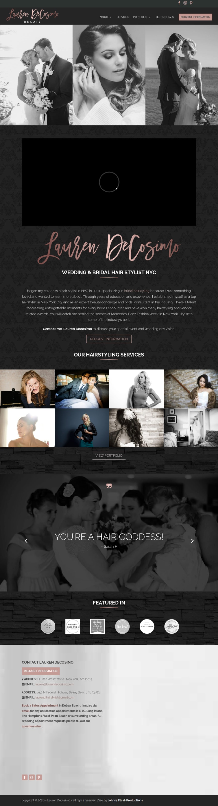 Full homepage screenshot of the Pinned & Proper / Lauren Decosimo website