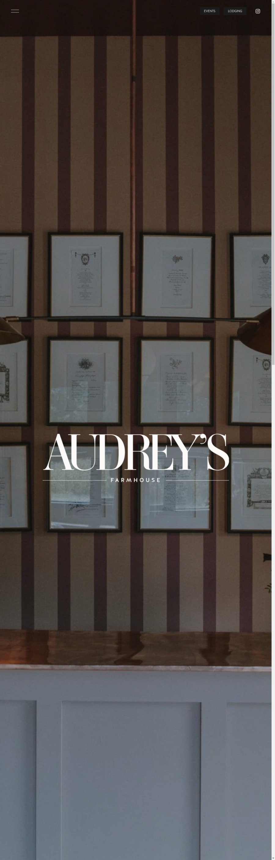 Full homepage screenshot of the Audrey's Farmhouse website