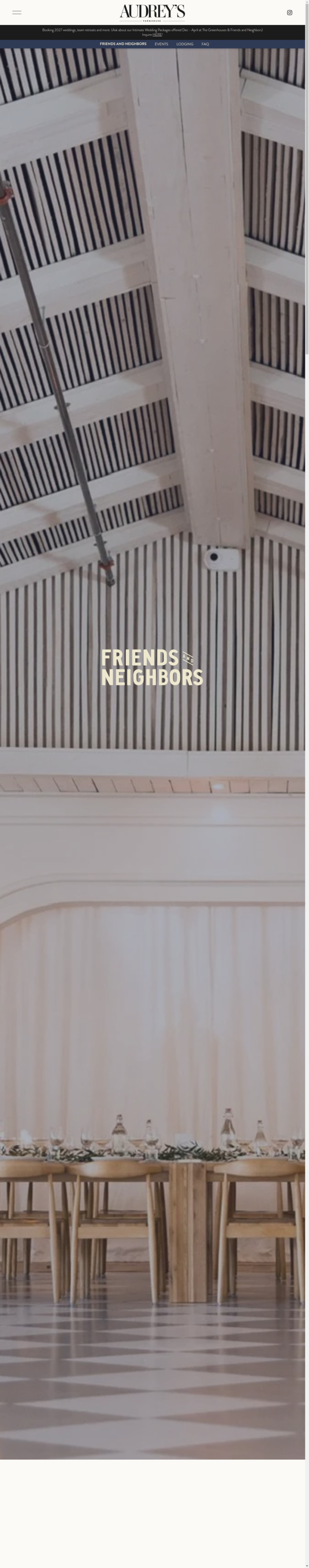 Full homepage screenshot of the Friends & Neighbors website