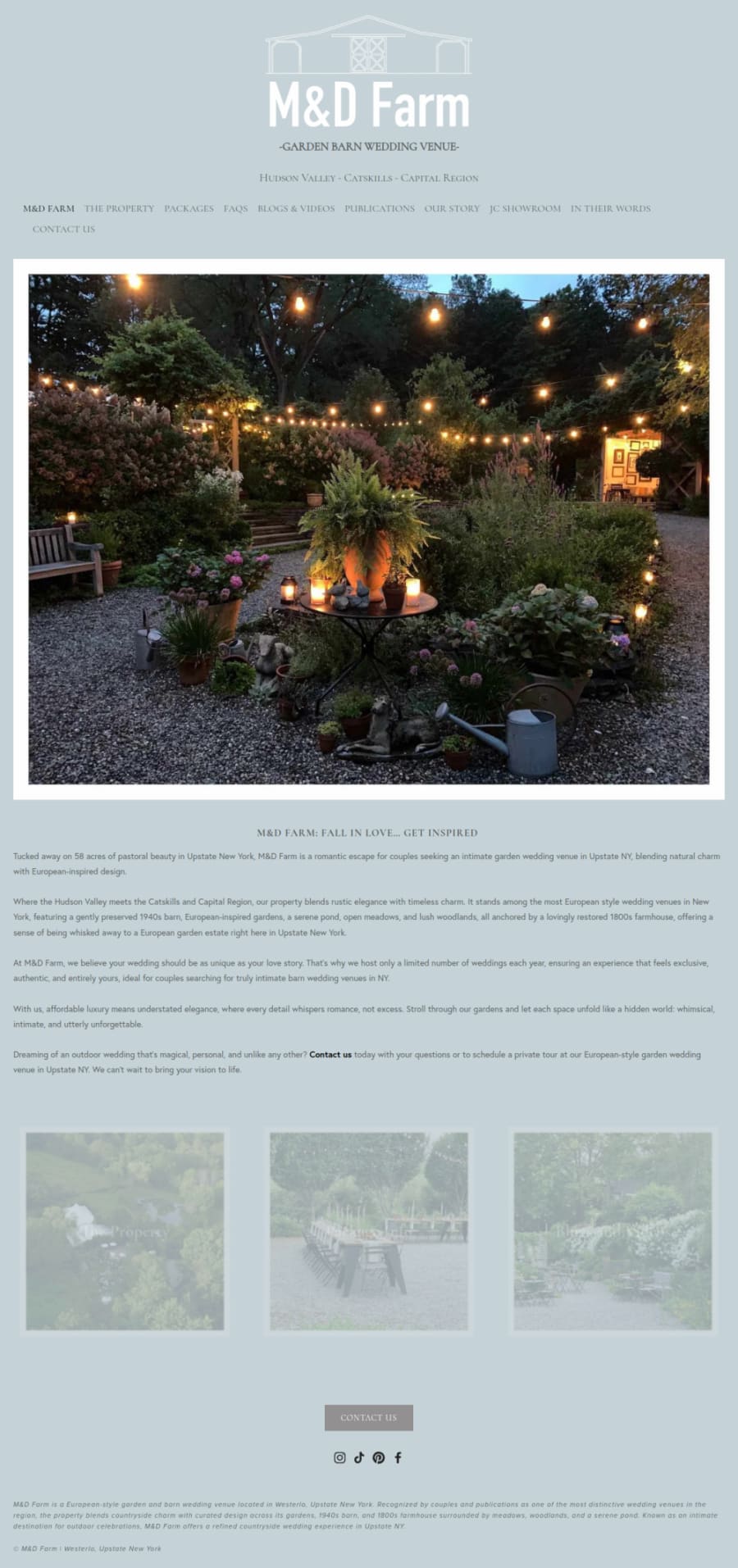Full homepage screenshot of the M&D Farm website