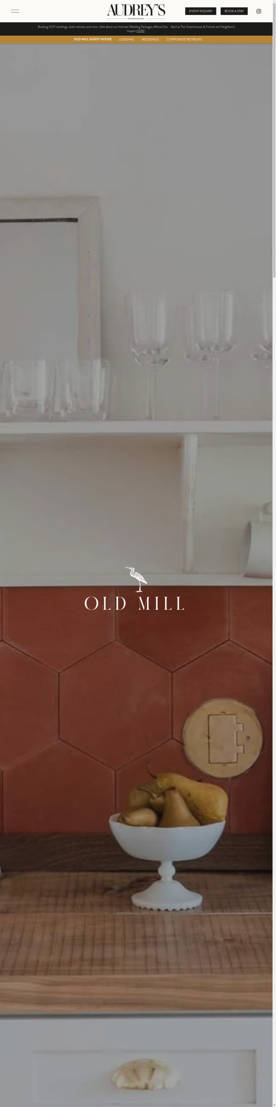 Full homepage screenshot of the Old Mill website