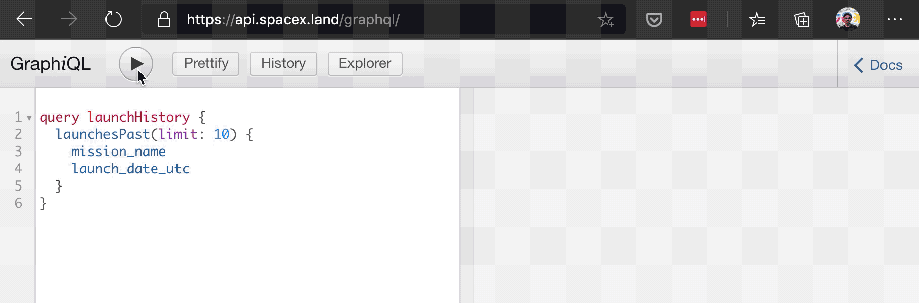 Querying the launch history from the API