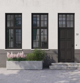 Schwarze Fenster mit Oberlichtfenster von Josko 