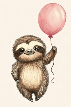 Sloth Balloon 3 Card