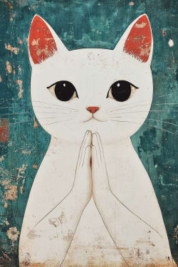 Cat Praying Hands Japanese