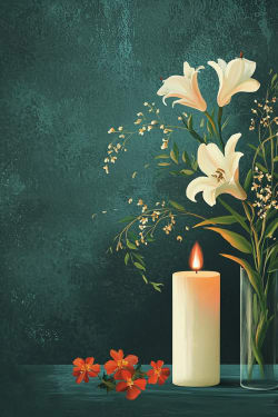 Flowers Candle 2 Card