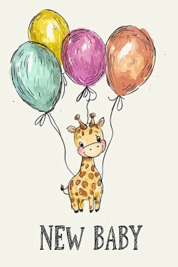 Balloons Giraffe Card