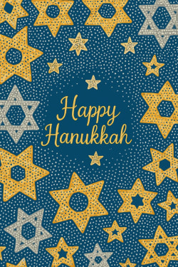 Happy Hanukkah Gold Stars Card