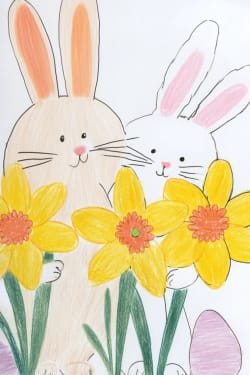 Hand Drawn Easter Bunnies Card