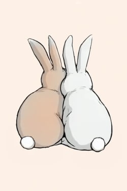 Rabbits Cuddling Easter Card