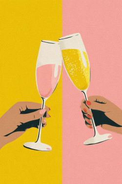 Champagne Toast Pink Yellow Card