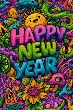 Trippy Happy New Year card