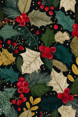 Merry Christmas Holly Pattern Card